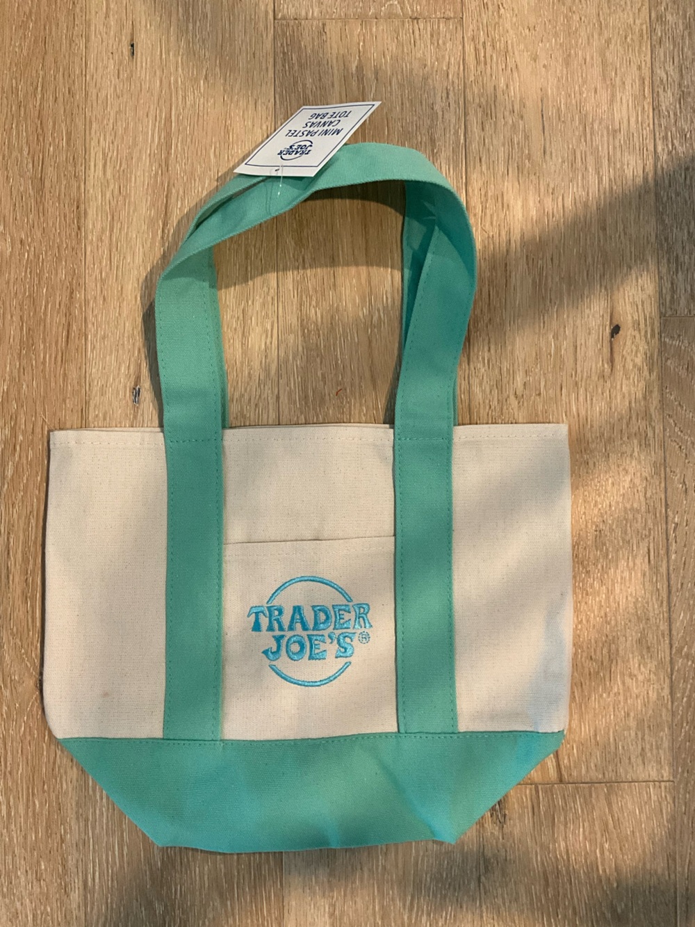Green Trader Joe’s Mini Pastel Canvas Tote Bag